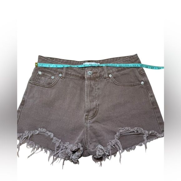Adika Brown Truffle Cotton Button up Fringed denim Shorts Size Large/32‎ EUC - Picture 5 of 10